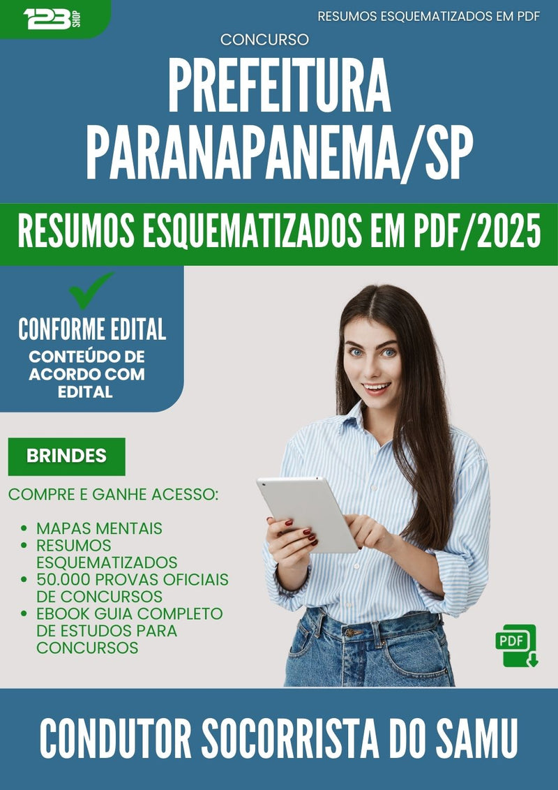 Resumos Esquematizados para Concurso Condutor Socorrista Do Samu da Prefeitura Paranapanema Sp 2025 - Conteúdo de Acordo com Edital