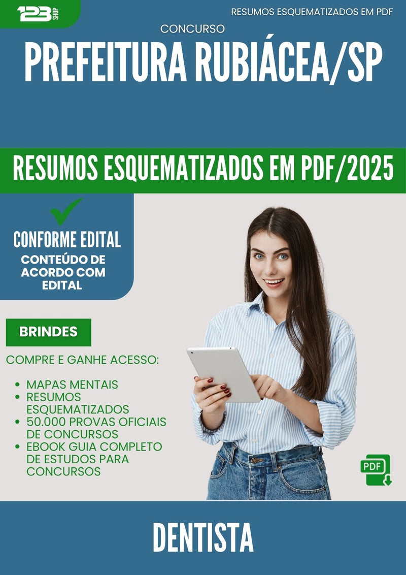 Resumos Esquematizados para Concurso Dentista da Prefeitura Rubiacea Sp 2025 - Conteúdo de Acordo com Edital