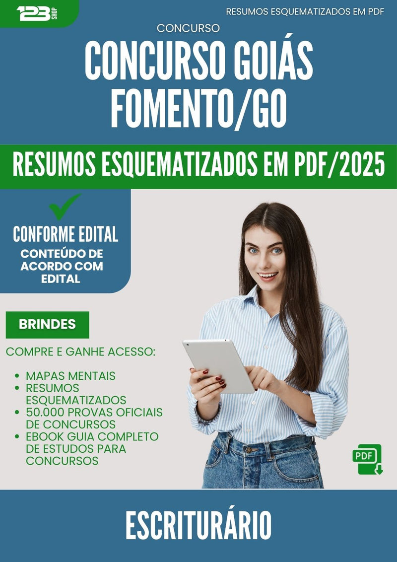 Resumos Esquematizados para Concurso Escriturario Goiasfomento 2025 - Conteúdo de Acordo com Edital