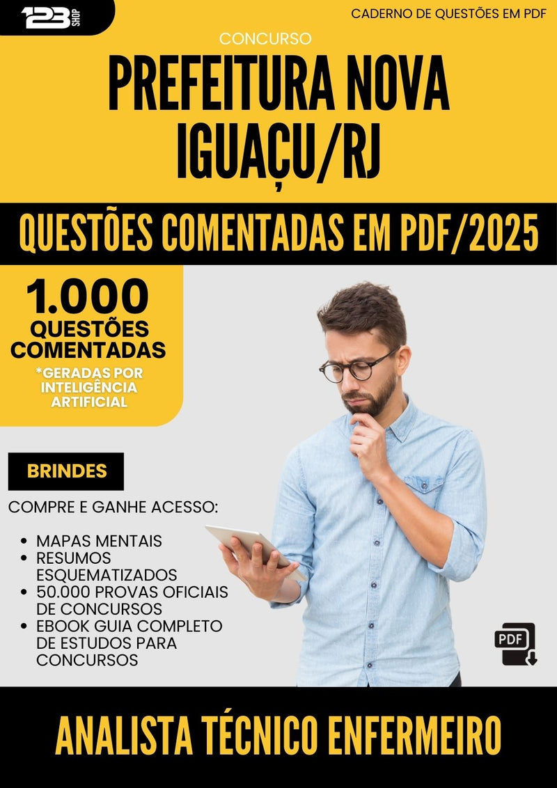 1000 Questões Comentadas para Concurso Analista Tecnico Enfermeiro da Prefeitura Nova Iguacu Rj 2025 - 1000 Questões