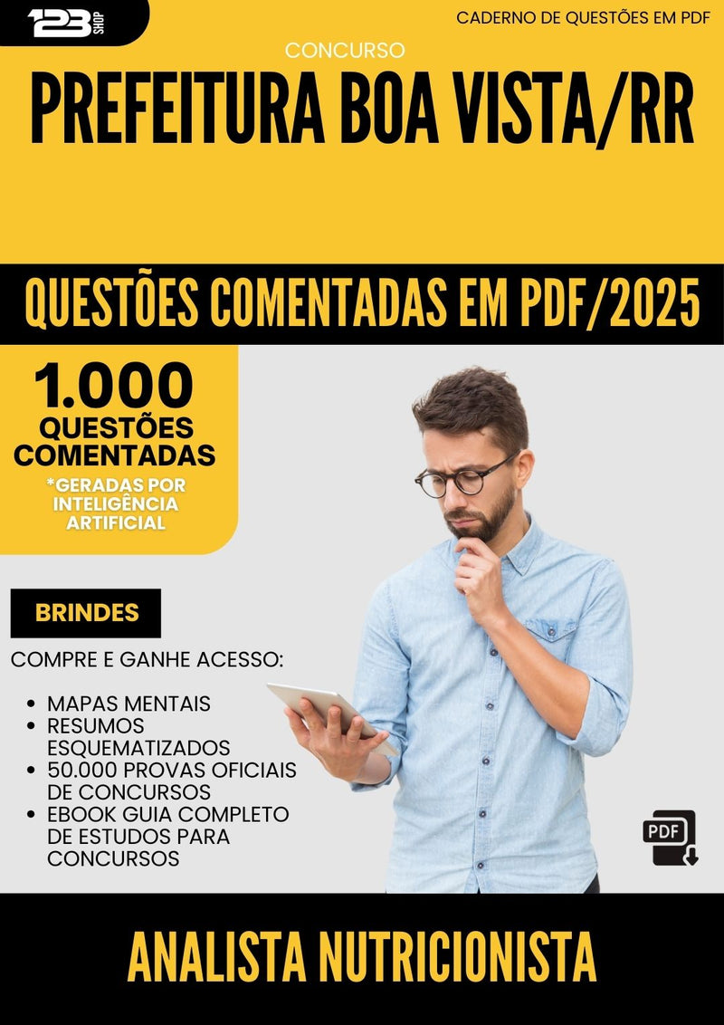 1000 Questões Comentadas para Concurso Analista Nutricionista da Prefeitura Boa Vista Rr 2025 - 1000 Questões