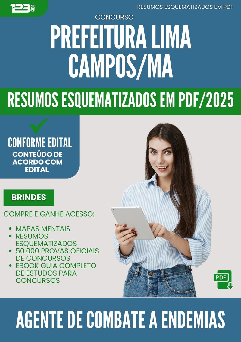Resumos Esquematizados para Concurso Agente De Combate A Endemias da Prefeitura Lima Campos Ma 2025 - Conteúdo de Acordo com Edital