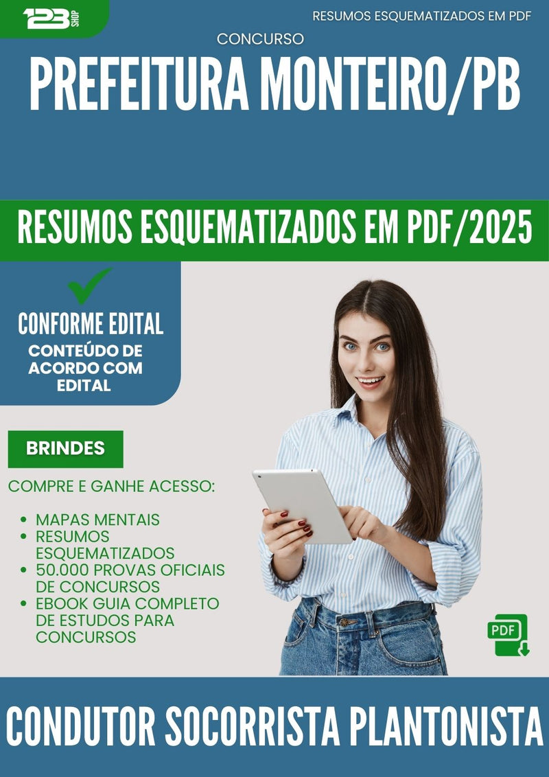 Resumos Esquematizados para Concurso Condutor Socorrista Plantonista da Prefeitura Monteiro Pb 2025 - Conteúdo de Acordo com Edital