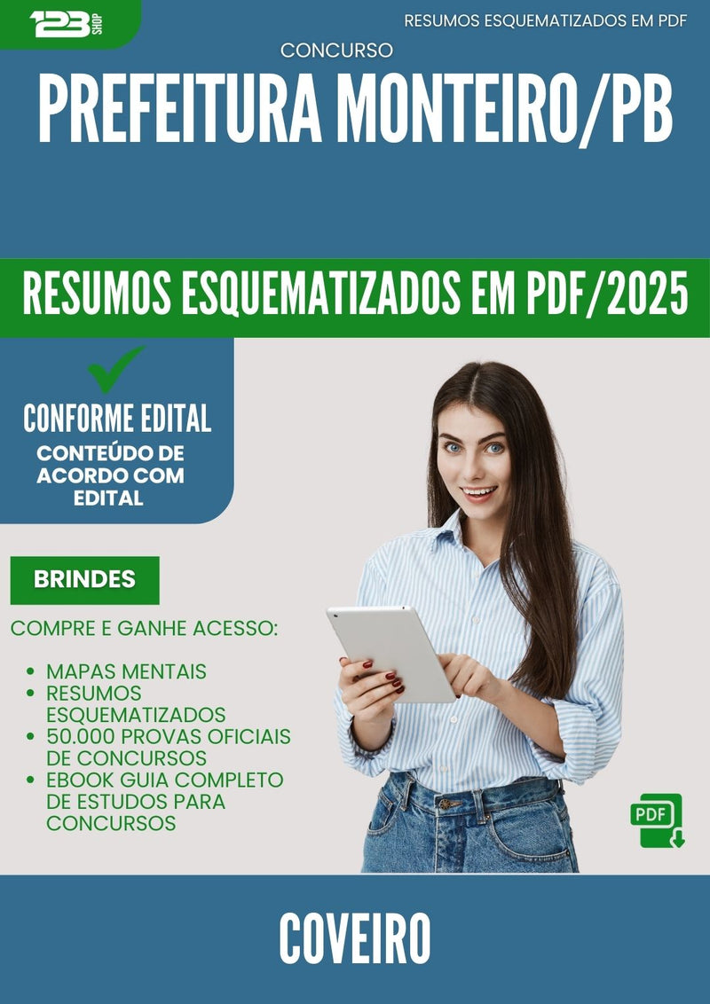 Resumos Esquematizados para Concurso Coveiro da Prefeitura Monteiro Pb 2025 - Conteúdo de Acordo com Edital
