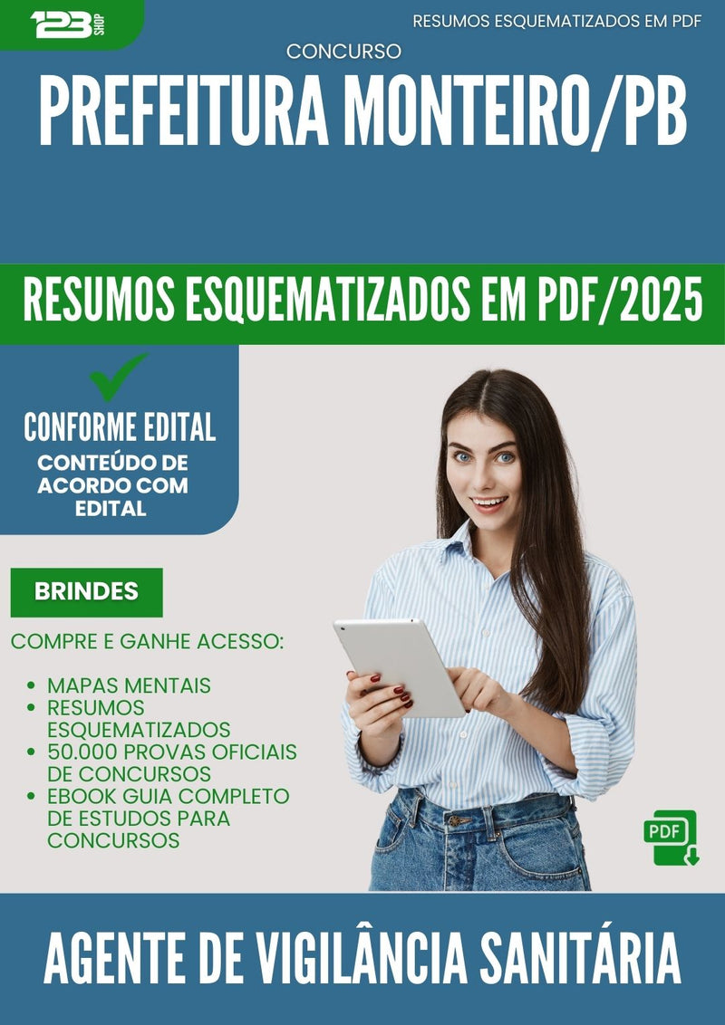 Resumos Esquematizados para Concurso Agente De Vigilancia Sanitaria da Prefeitura Monteiro Pb 2025 - Conteúdo de Acordo com Edital