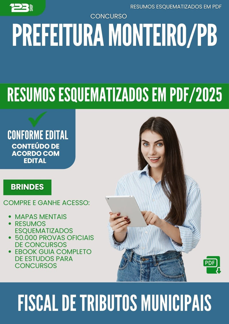 Resumos Esquematizados para Concurso Fiscal De Tributos Municipais da Prefeitura Monteiro Pb 2025 - Conteúdo de Acordo com Edital