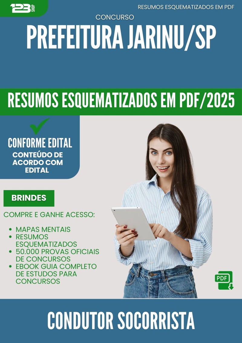 Resumos Esquematizados para Concurso Condutor Socorrista da Prefeitura Jarinu Sp 2025 - Conteúdo de Acordo com Edital