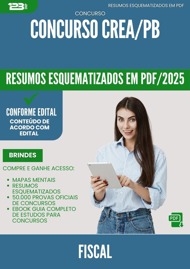 Resumos Esquematizados para Concurso Fiscal Crea Pb 2025 - Conteúdo de Acordo com Edital