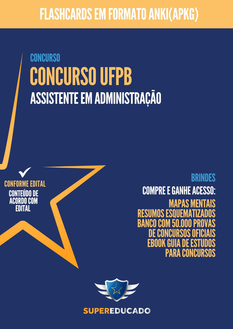 Flashcards para Concurso UF/PB 2024 para Assistente em Administração - 1.000 Flashcards - Conteúdo de Acordo com Edital