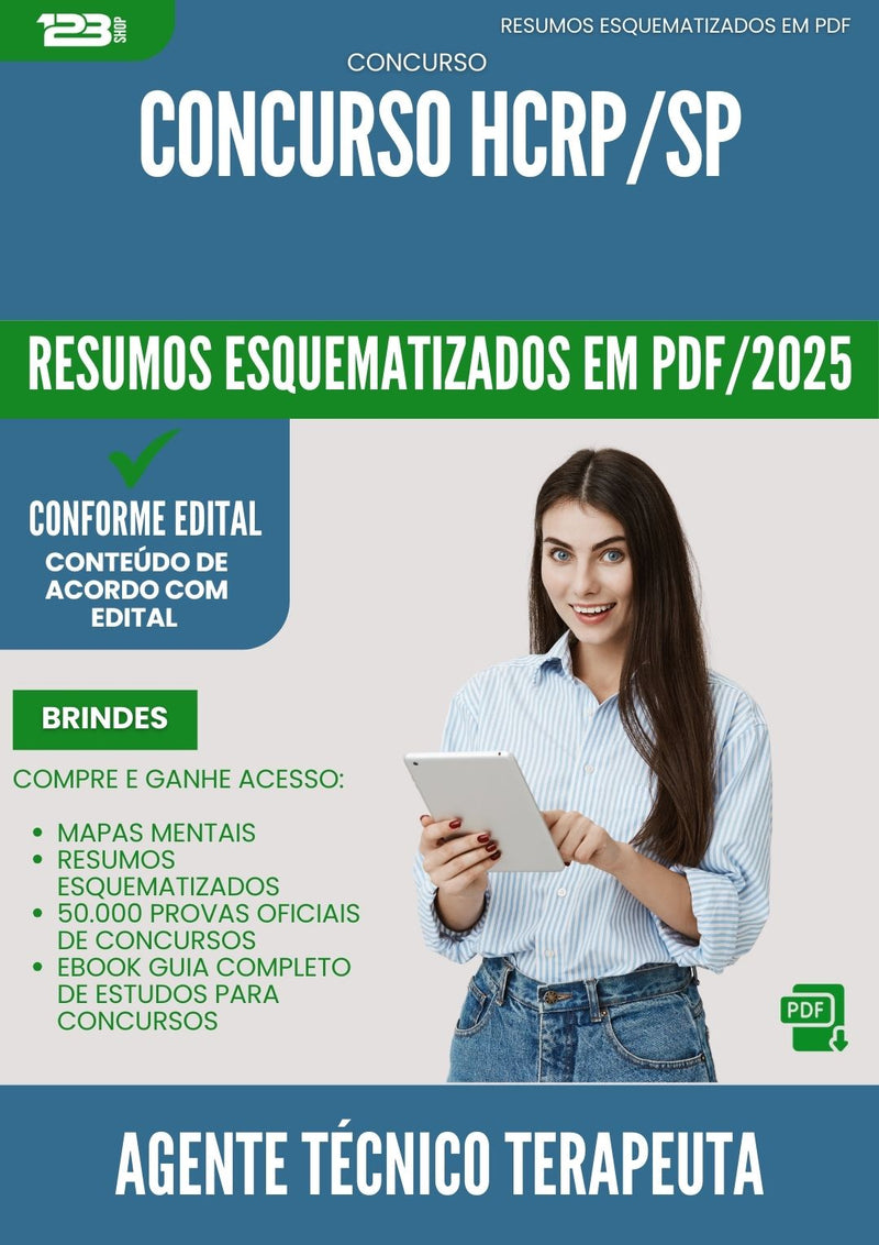 Resumos Esquematizados para Concurso Agente Tecnico Terapeuta Ocupacional Hcrp Sp 2025 - Conteúdo de Acordo com Edital