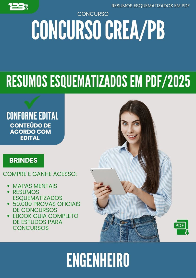 Resumos Esquematizados para Concurso Engenheiro Crea Pb 2025 - Conteúdo de Acordo com Edital
