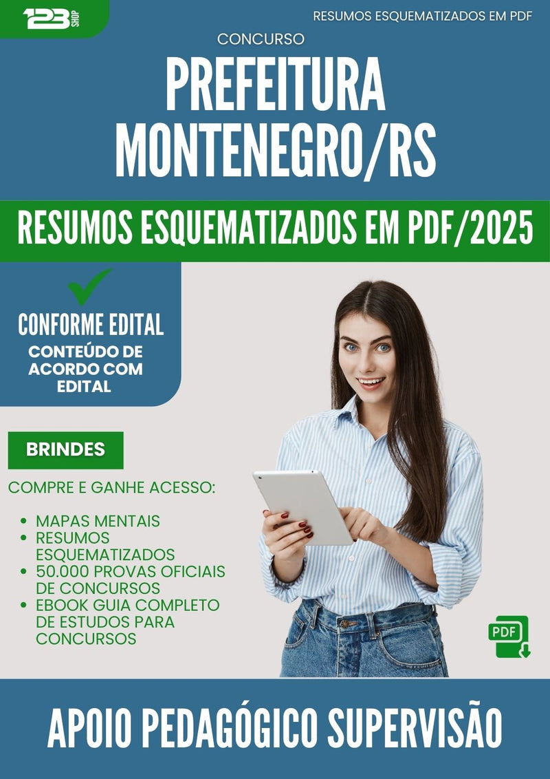 Resumos Esquematizados para Concurso Apoio Pedagogico Supervisao da Prefeitura Montenegro Rs 2025 - Conteúdo de Acordo com Edital