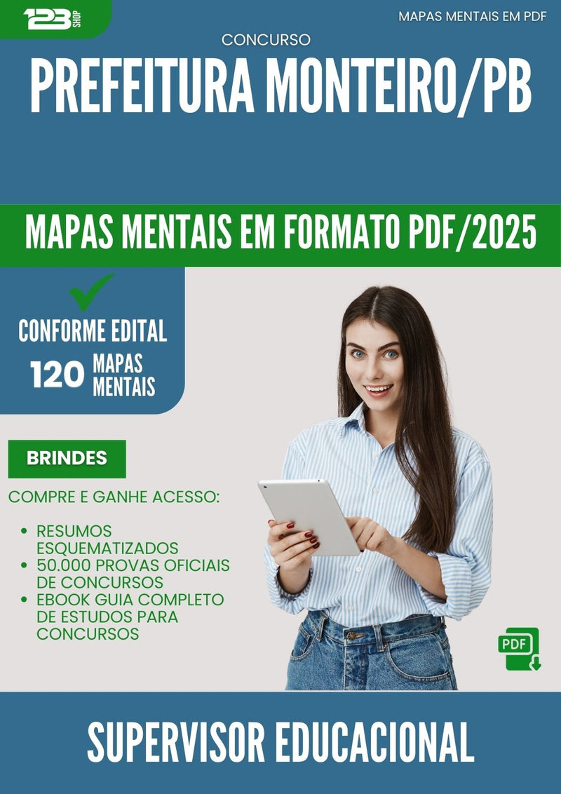 Mapas Mentais para Concurso Supervisor Educacional da Prefeitura Monteiro Pb 2025 - Conteúdo de Acordo com Edital