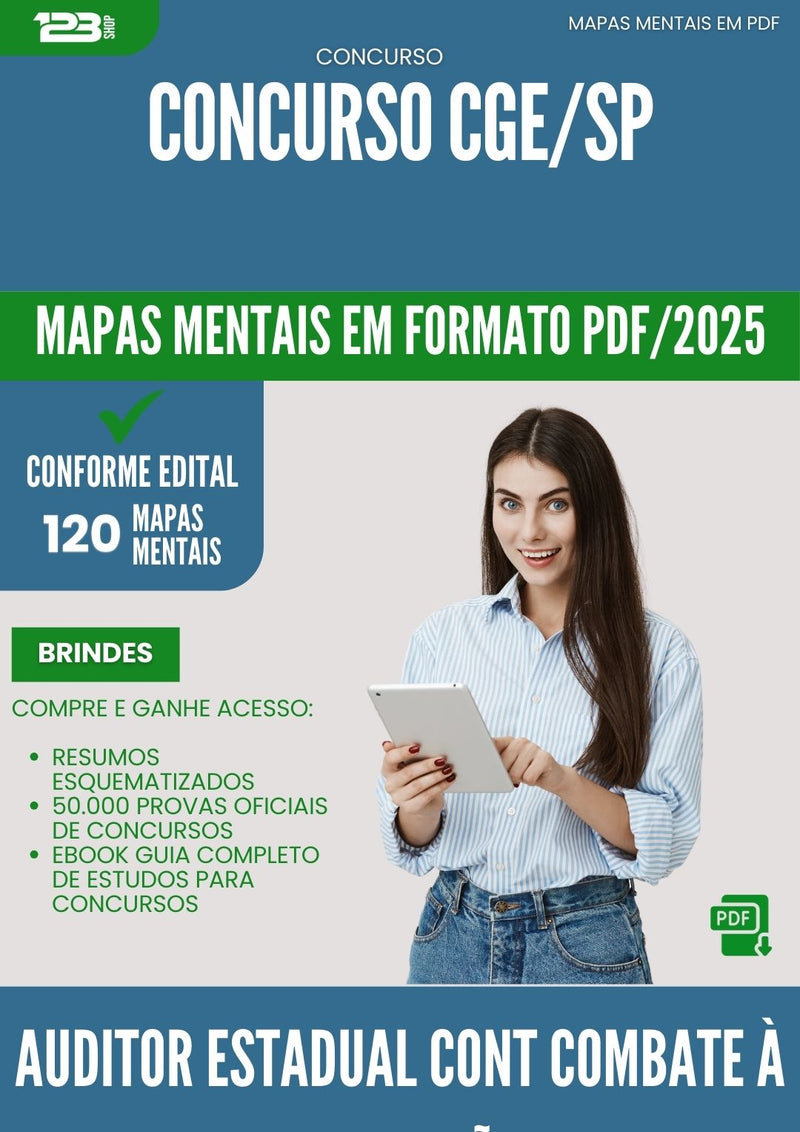 Mapas Mentais para Concurso Auditor Estadual De Controle Combate A Corrupcao Cge Sp 2025 - Conteúdo de Acordo com Edital