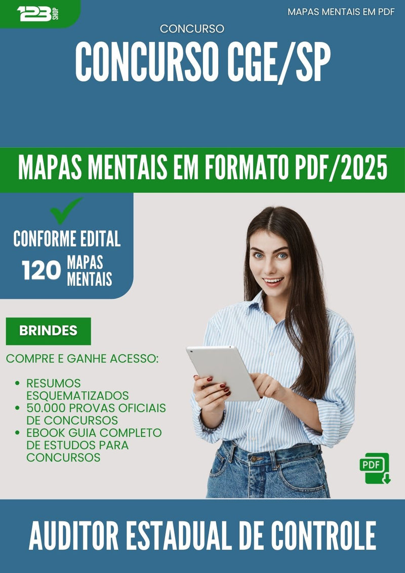 Mapas Mentais para Concurso Auditor Estadual De Controle Auditoria Cge Sp 2025 - Conteúdo de Acordo com Edital