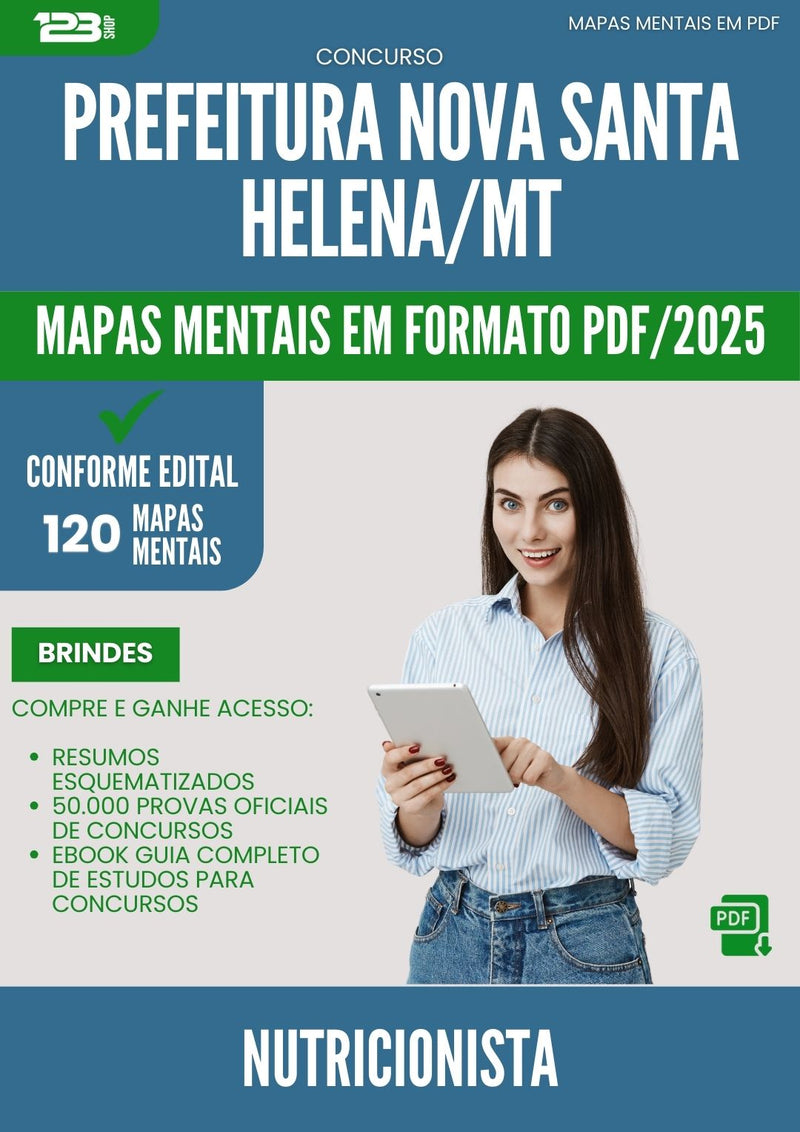 Mapas Mentais para Concurso Nutricionista da Prefeitura Nova Santa Helena Mt 2025 - Conteúdo de Acordo com Edital