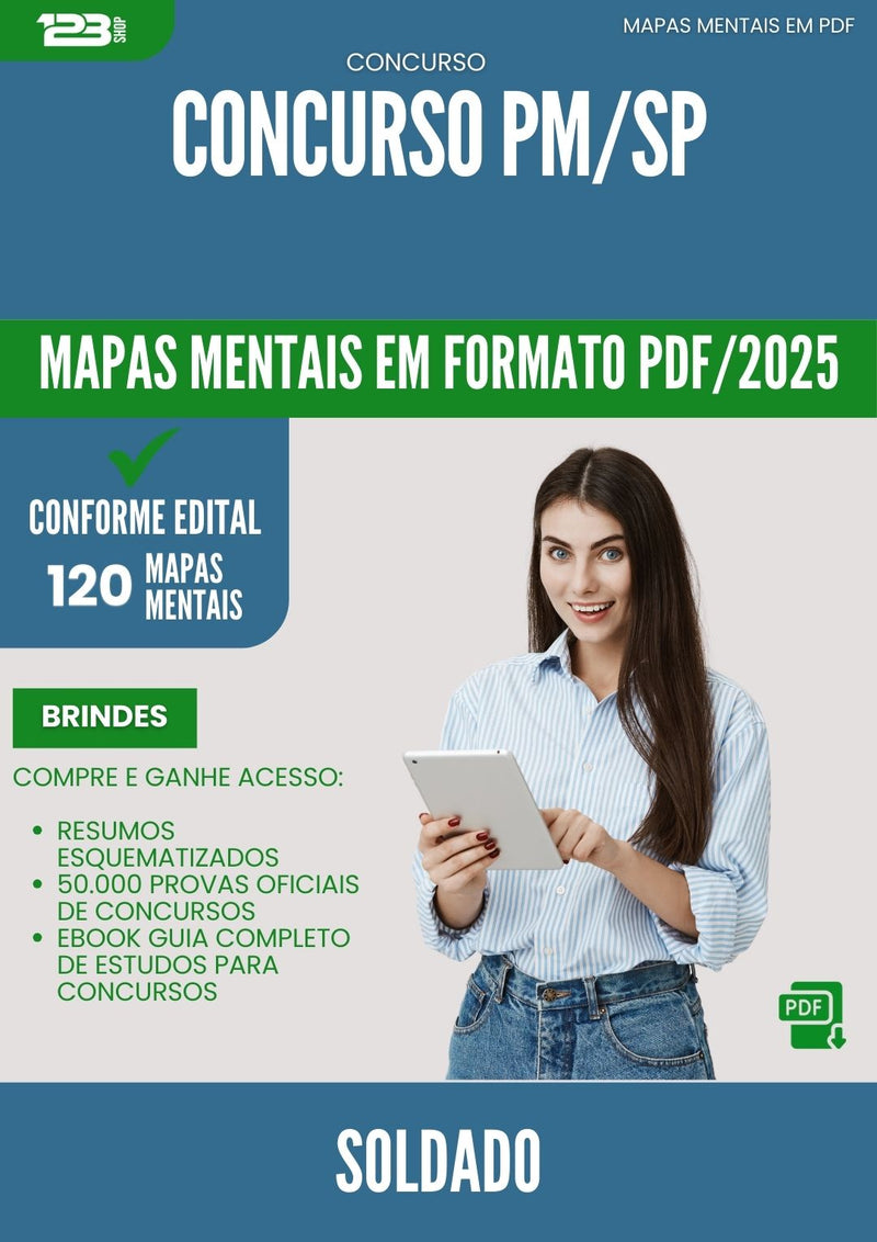 Mapas Mentais para Concurso Soldado Pm Sp 2025 - Conteúdo de Acordo com Edital