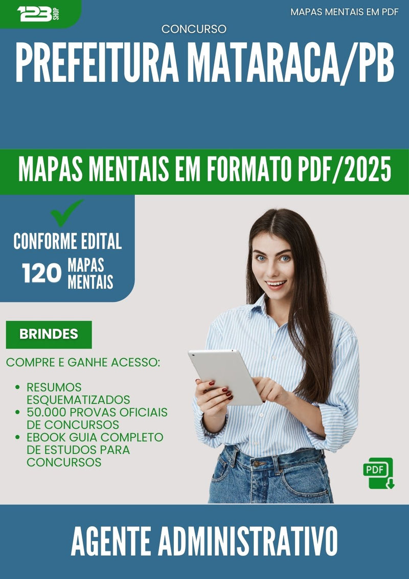 Mapas Mentais para Concurso Agente Administrativo da Prefeitura Mataraca Pb 2025 - Conteúdo de Acordo com Edital