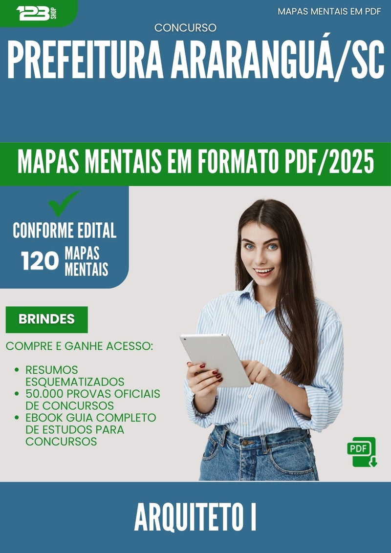 Mapas Mentais para Concurso Arquiteto I da Prefeitura Ararangua Sc 2025 - Conteúdo de Acordo com Edital