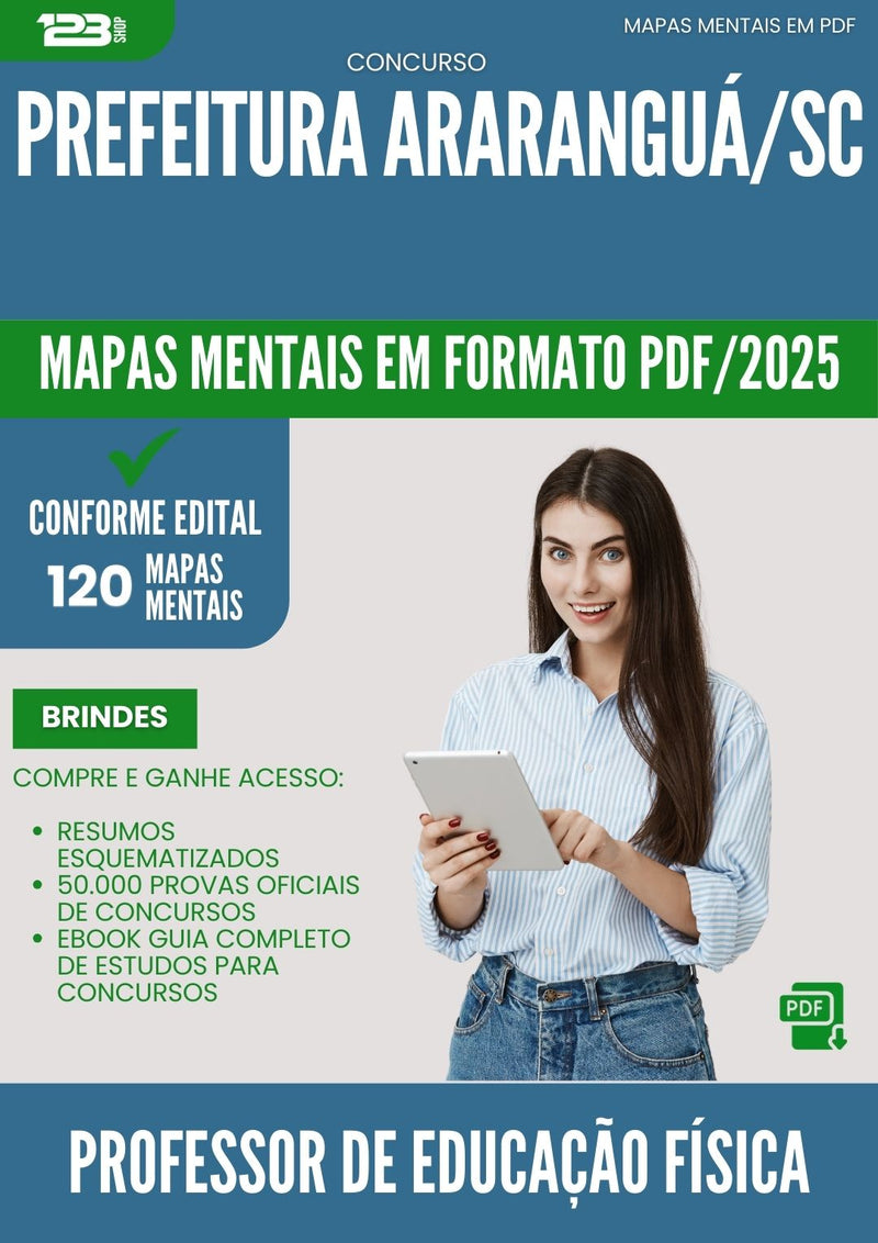 Mapas Mentais para Concurso Professor De Educacao Fisica da Prefeitura Ararangua Sc 2025 - Conteúdo de Acordo com Edital