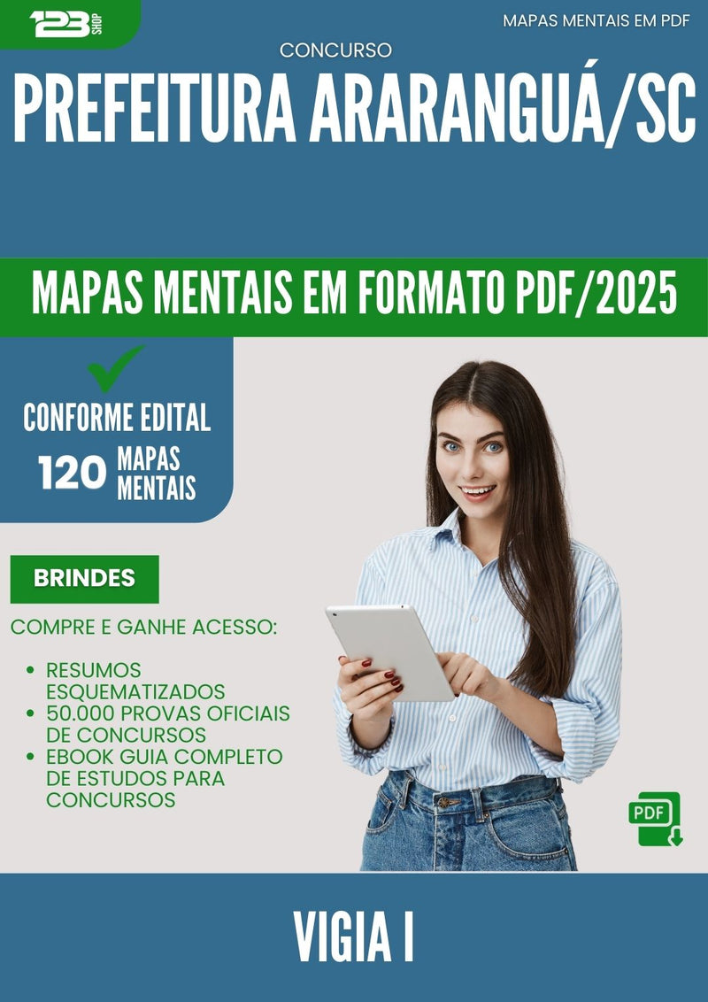 Mapas Mentais para Concurso Vigia I da Prefeitura Ararangua Sc 2025 - Conteúdo de Acordo com Edital