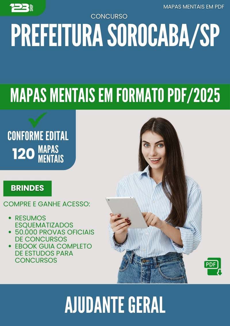 Mapas Mentais para Concurso Ajudante Geral da Prefeitura Sorocaba Sp 2025 - Conteúdo de Acordo com Edital