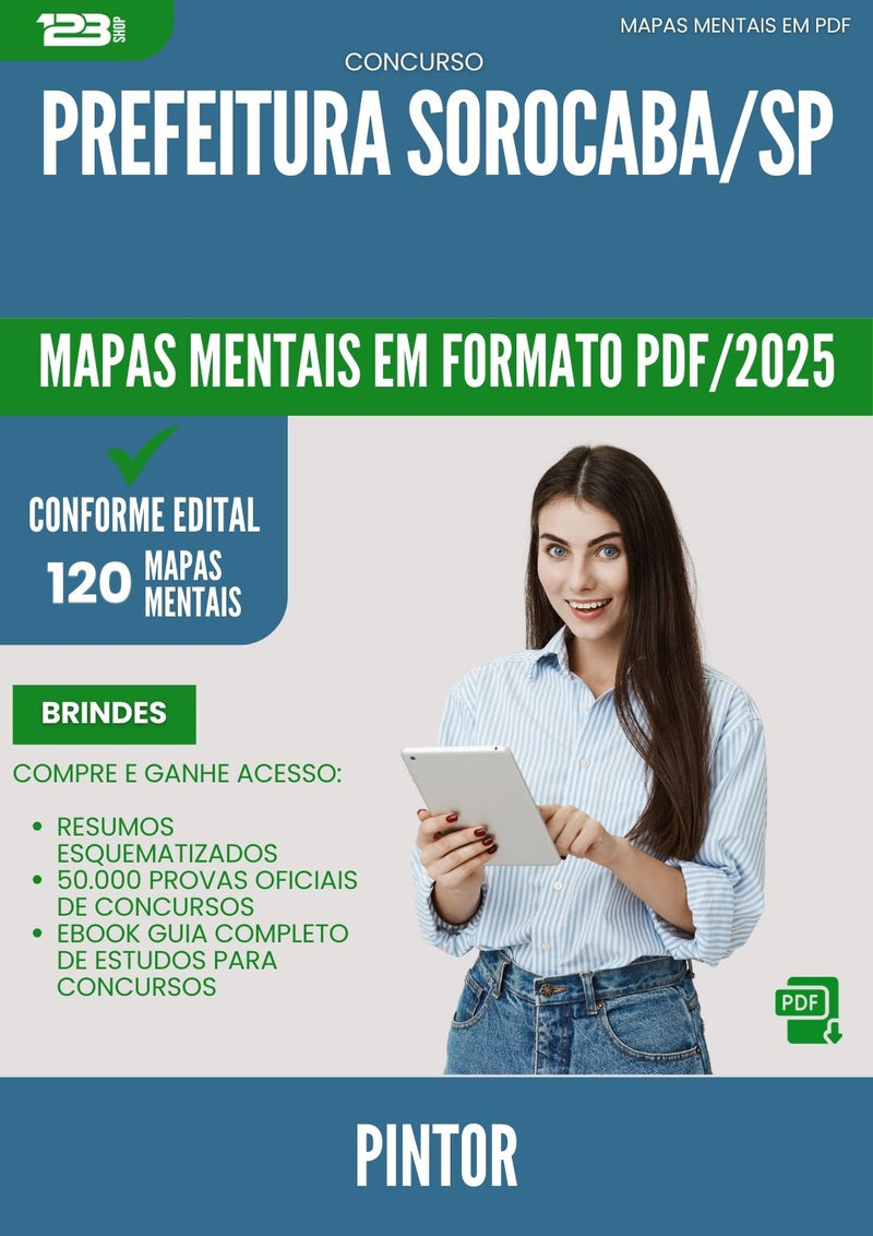 Mapas Mentais para Concurso Pintor da Prefeitura Sorocaba Sp 2025 - Conteúdo de Acordo com Edital