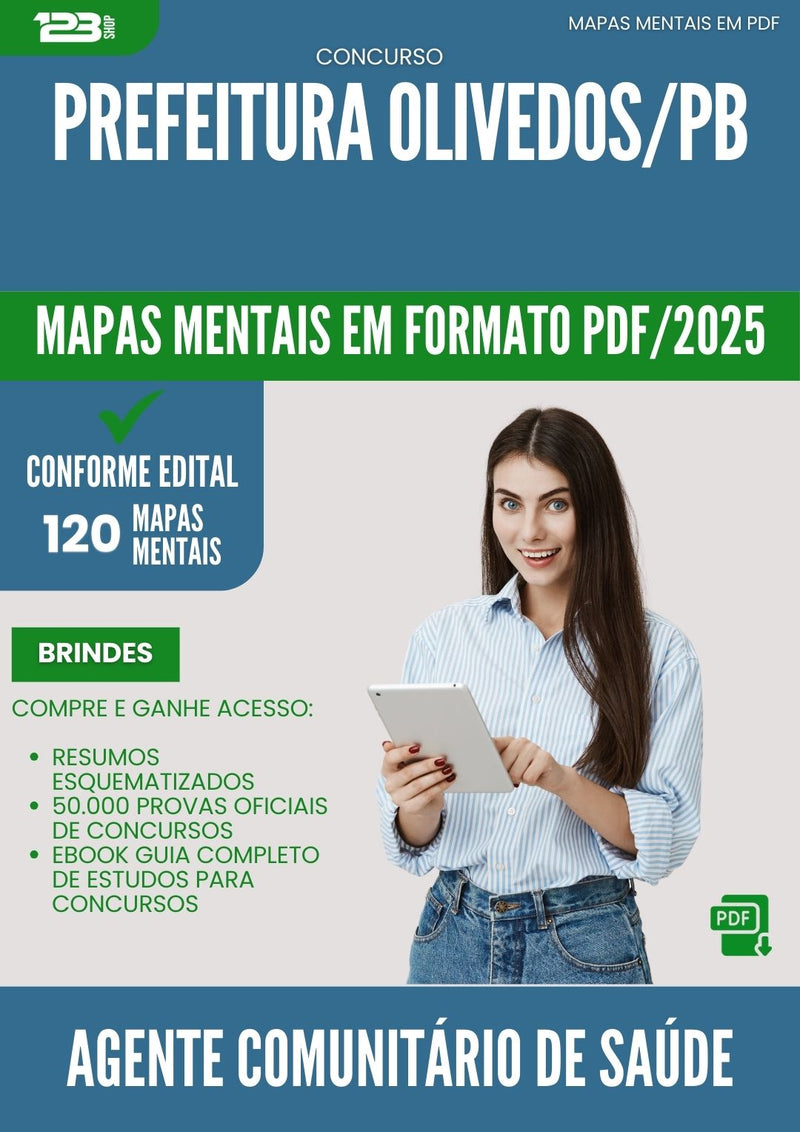 Mapas Mentais para Concurso Agente Comunitario De Saude da Prefeitura Olivedos Pb 2025 - Conteúdo de Acordo com Edital