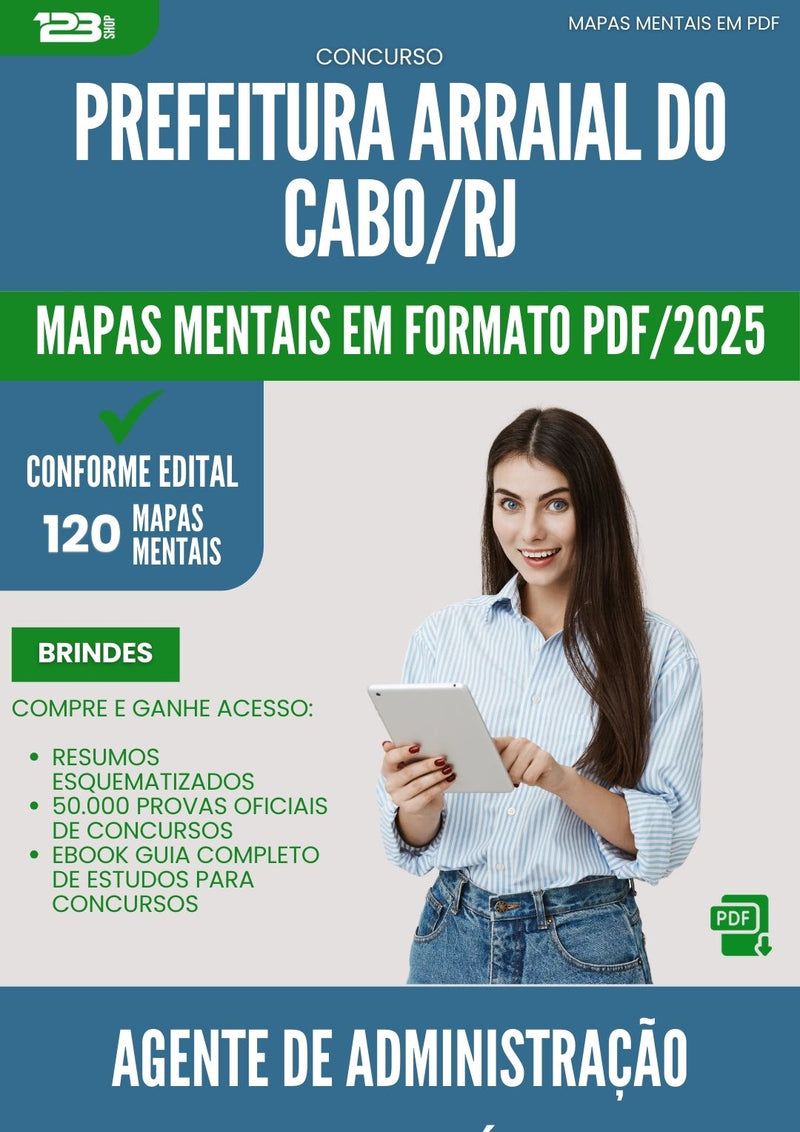 Mapas Mentais para Concurso Agente De Administracao Previdenciaria da Prefeitura Arraial Do Cabo Rj 2025 - Conteúdo de Acordo com Edital