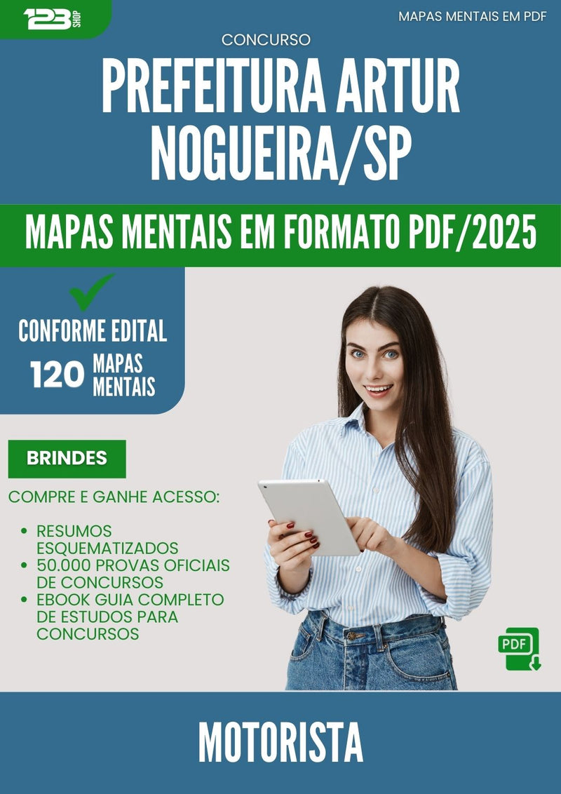Mapas Mentais para Concurso Motorista da Prefeitura Artur Nogueira Sp 2025 - Conteúdo de Acordo com Edital