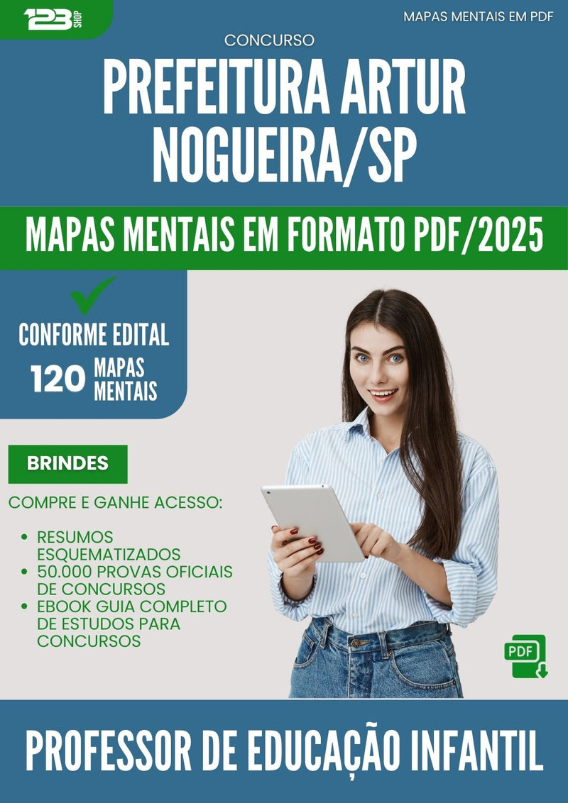 Mapas Mentais para Concurso Professor De Educacao Infantil da Prefeitura Artur Nogueira Sp 2025 - Conteúdo de Acordo com Edital