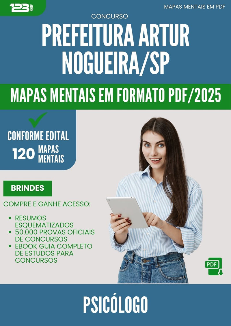 Mapas Mentais para Concurso Psicologo da Prefeitura Artur Nogueira Sp 2025 - Conteúdo de Acordo com Edital