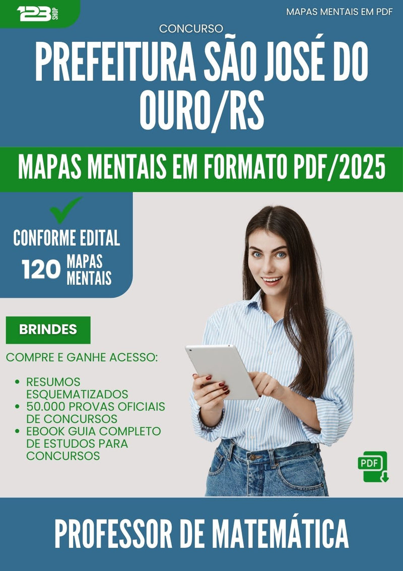 Mapas Mentais para Concurso Professor De Matematica Sao Jose Do da Prefeitura Ouro Rs 2025 - Conteúdo de Acordo com Edital