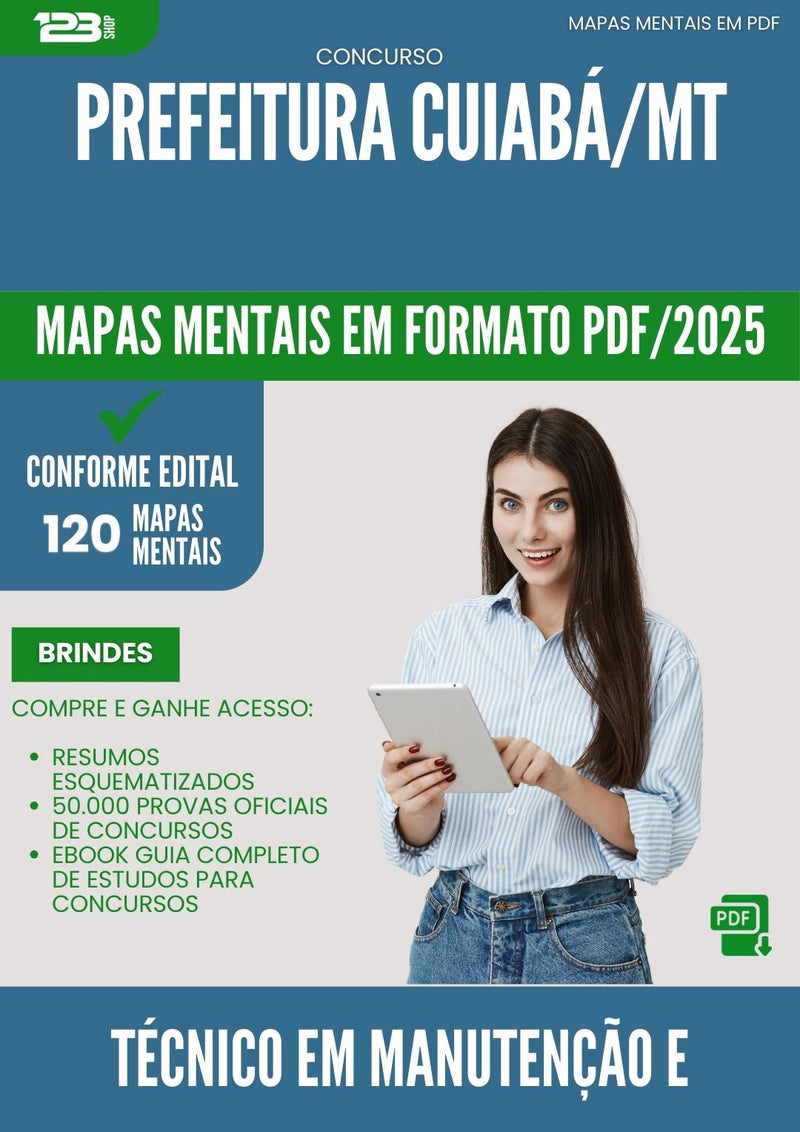Mapas Mentais para Concurso Tecnico Em Manutencao E Infraestrutura da Prefeitura Cuiaba Mt 2025 - Conteúdo de Acordo com Edital