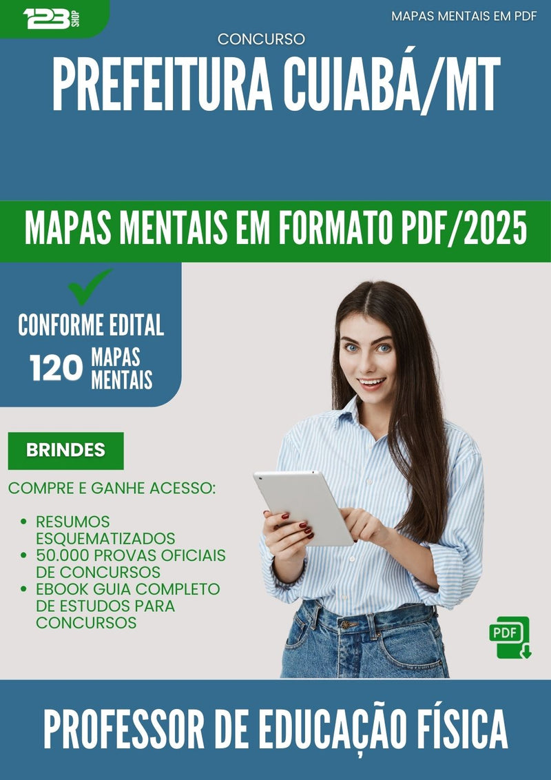 Mapas Mentais para Concurso Professor De Educacao Fisica da Prefeitura Cuiaba Mt 2025 - Conteúdo de Acordo com Edital