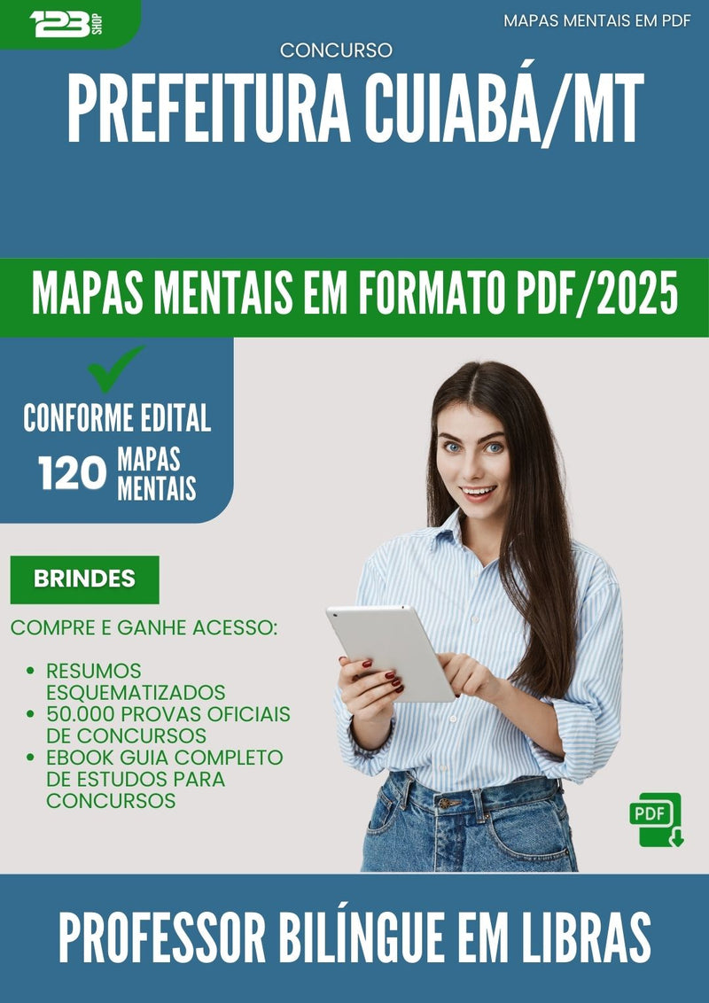 Mapas Mentais para Concurso Professor Bilingue Em Libras da Prefeitura Cuiaba Mt 2025 - Conteúdo de Acordo com Edital