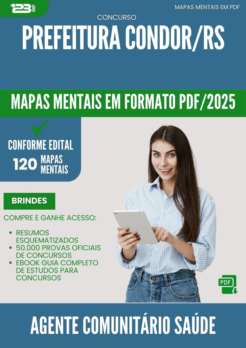 Mapas Mentais para Concurso Agente Comunitario Saude da Prefeitura Condor Rs 2025 - Conteúdo de Acordo com Edital