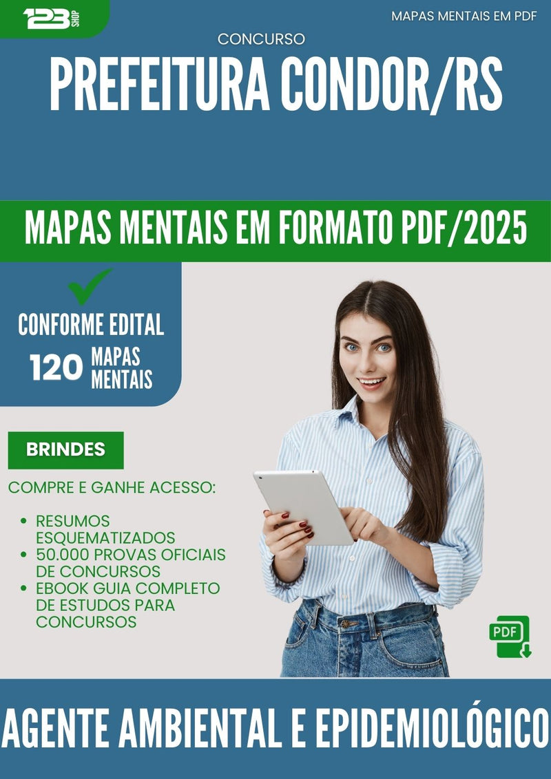 Mapas Mentais para Concurso Agente Ambiental E Epidemiologico da Prefeitura Condor Rs 2025 - Conteúdo de Acordo com Edital
