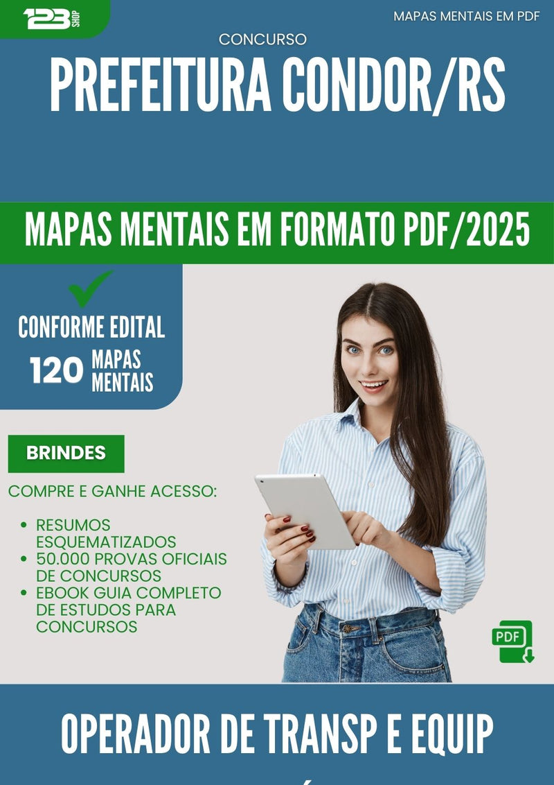 Mapas Mentais para Concurso Operador De Transporte E Equipamento Rodoviario da Prefeitura Condor Rs 2025 - Conteúdo de Acordo com Edital