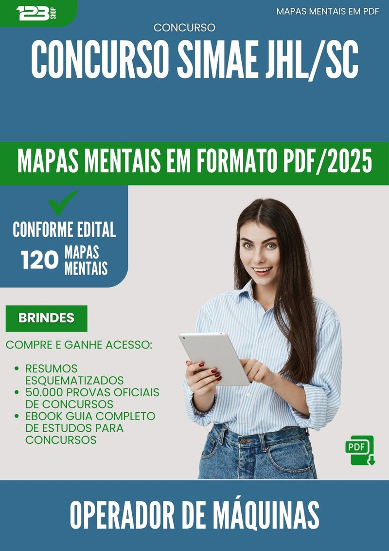 Mapas Mentais para Concurso Operador De Maquinas Simae Jhl Sc 2025 - Conteúdo de Acordo com Edital