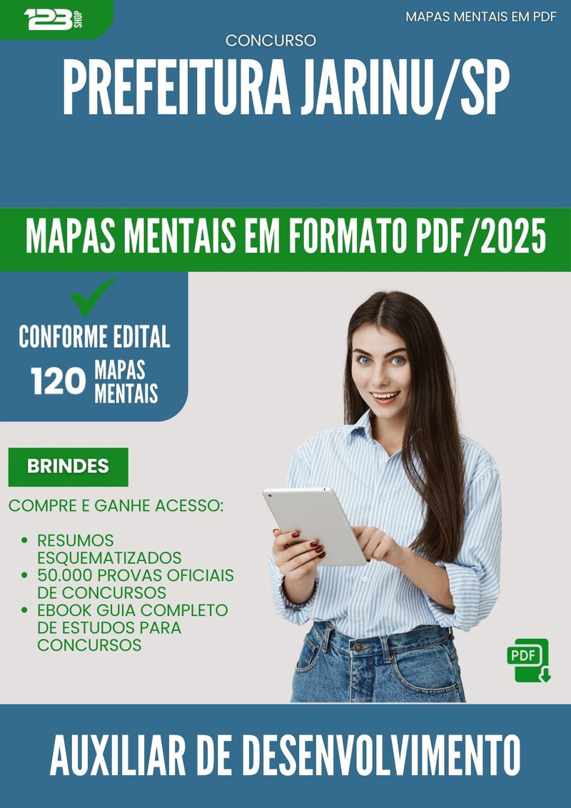 Mapas Mentais para Concurso Auxiliar De Desenvolvimento Infantil da Prefeitura Jarinu Sp 2025 - Conteúdo de Acordo com Edital