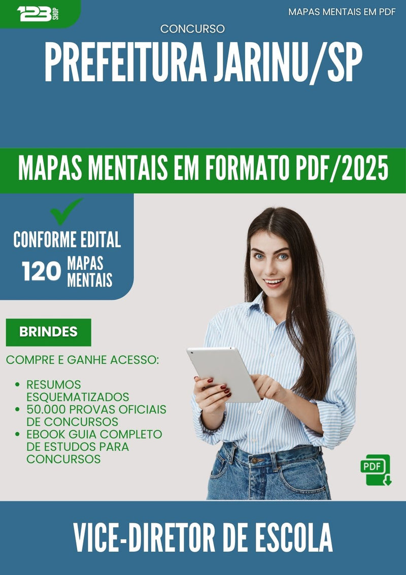 Mapas Mentais para Concurso Vice Diretor De Escola da Prefeitura Jarinu Sp 2025 - Conteúdo de Acordo com Edital