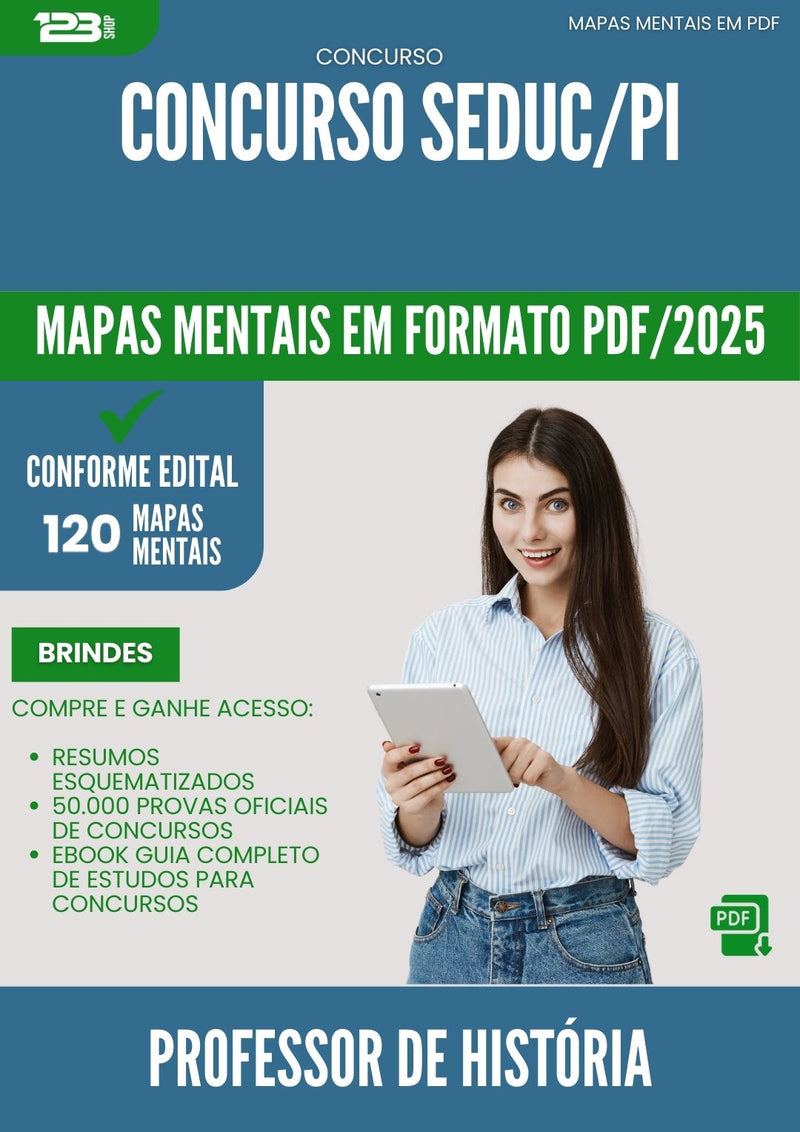 Mapas Mentais para Concurso Professor De Historia Seduc Pi 2025 - Conteúdo de Acordo com Edital