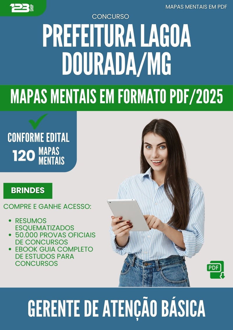 Mapas Mentais para Concurso Gerente De Atencao Basica da Prefeitura Lagoa Dourada Mg 2025 - Conteúdo de Acordo com Edital