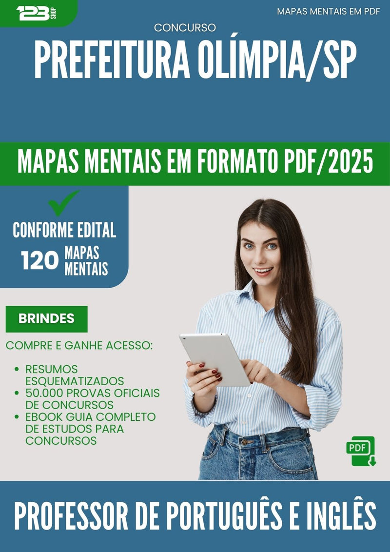 Mapas Mentais para Concurso Professor De Portugues E Ingles da Prefeitura Olimpia Sp 2025 - Conteúdo de Acordo com Edital