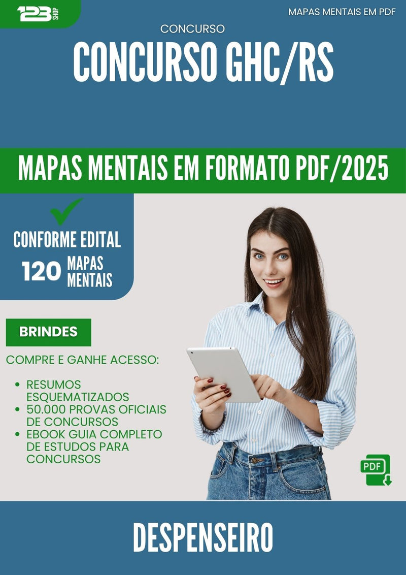 Mapas Mentais para Concurso Despenseiro Ghc Rs 2025 - Conteúdo de Acordo com Edital