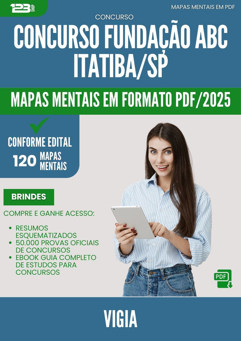 Mapas Mentais para Concurso Vigia Fundacao Abc da Prefeitura Itatiba Sp 2025 - Conteúdo de Acordo com Edital