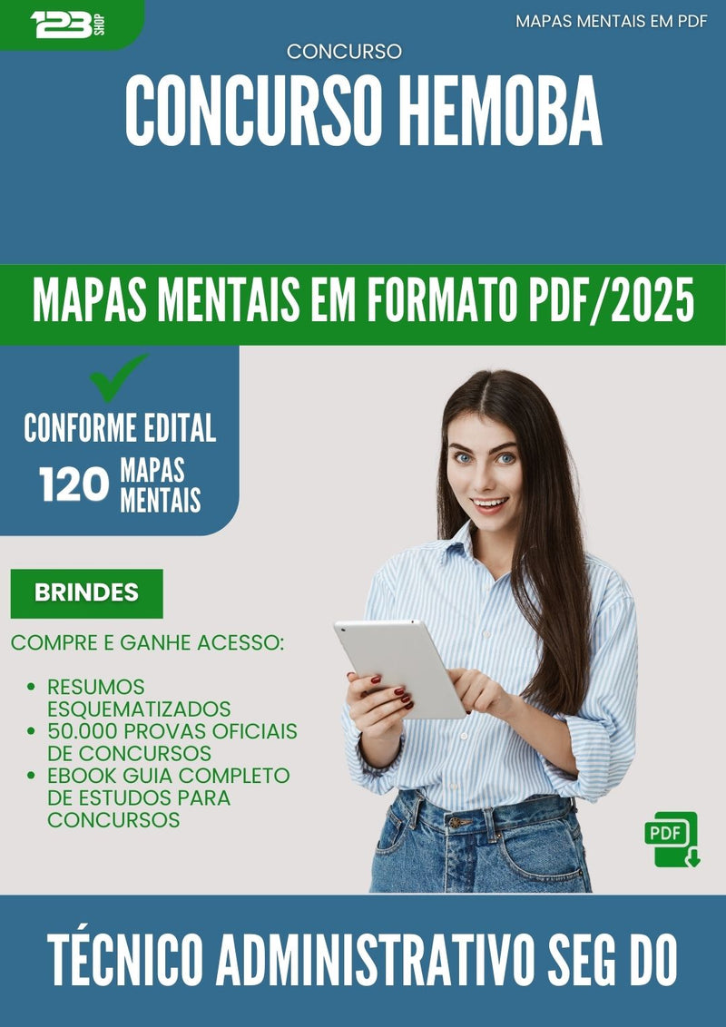 Mapas Mentais para Concurso Tecnico Administrativo Seguranca Do Trabalho Hemoba 2025 - Conteúdo de Acordo com Edital