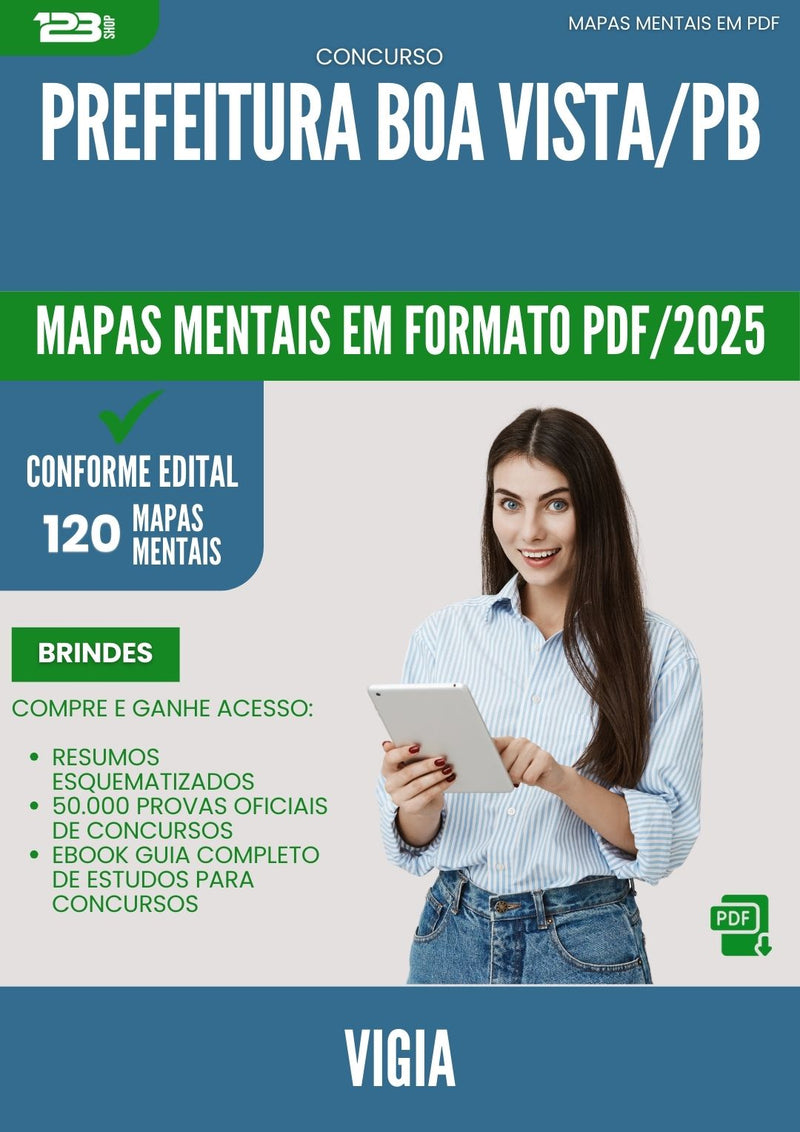 Mapas Mentais para Concurso Vigia da Prefeitura Boa Vista Pb 2025 - Conteúdo de Acordo com Edital