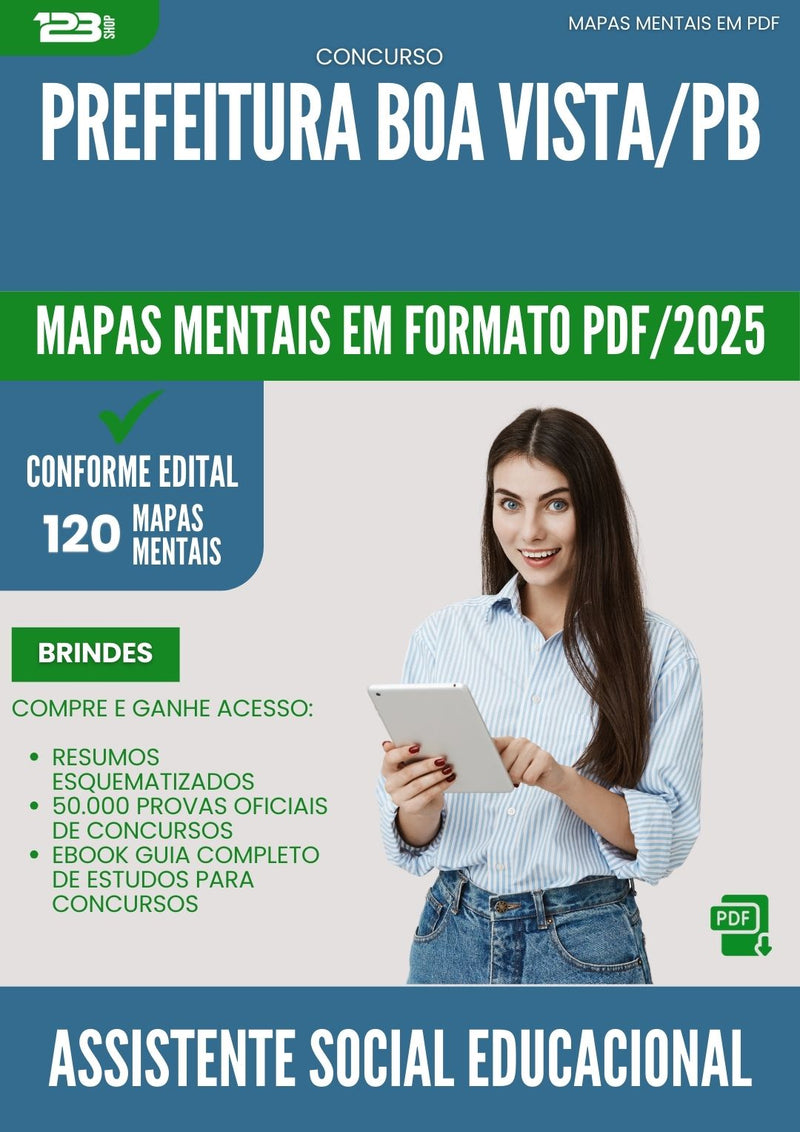 Mapas Mentais para Concurso Assistente Social Educacional da Prefeitura Boa Vista Pb 2025 - Conteúdo de Acordo com Edital